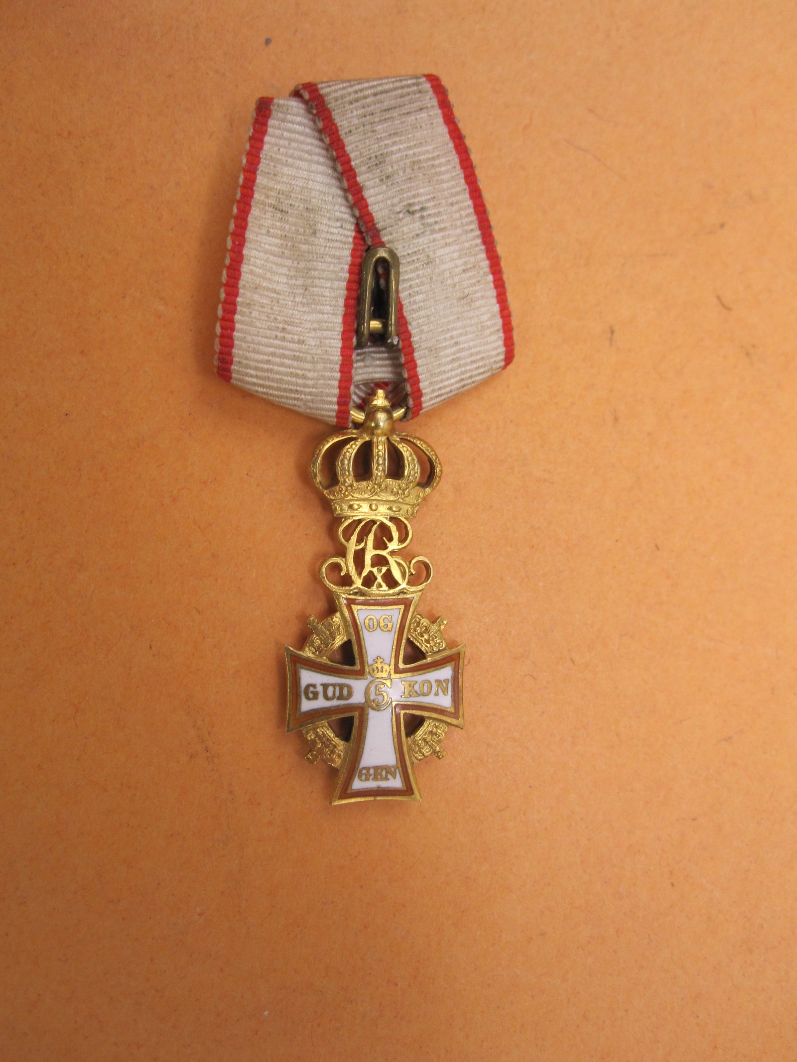 ORIGINALE Miniatur Dänemark Dannebrog Orden Ritterkreuz GOLD
