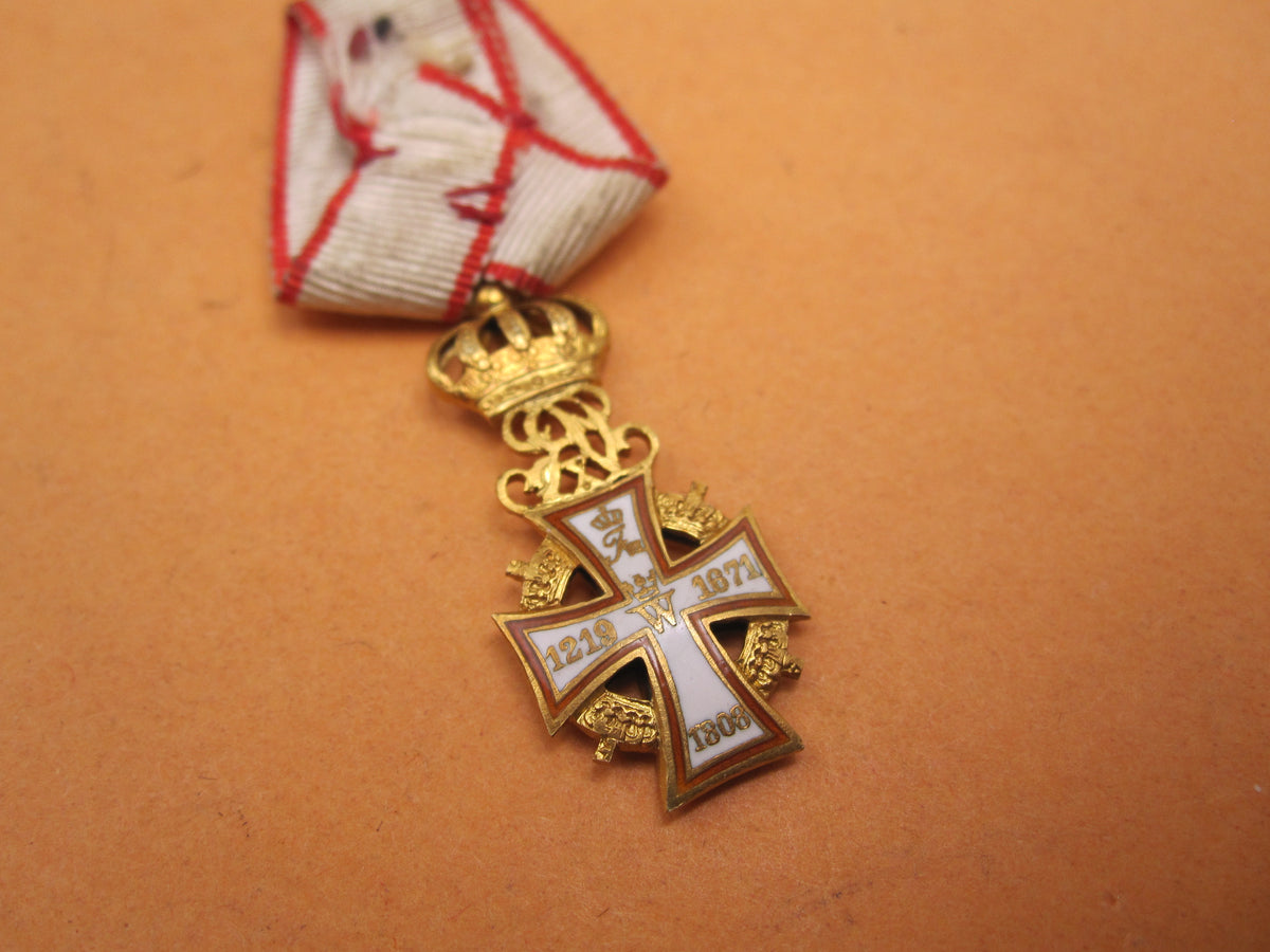 ORIGINALE Miniatur Dänemark Dannebrog Orden Ritterkreuz GOLD