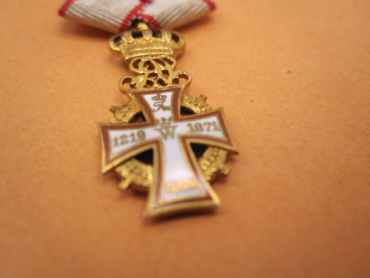 ORIGINALE Miniatur Dänemark Dannebrog Orden Ritterkreuz GOLD