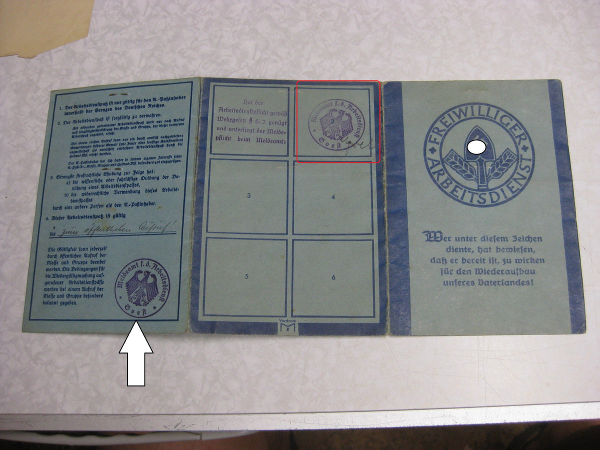 Besitzzeugnis Verleihungsurkunde Verwundetenabzeichen Silber Wehrmacht Arbeitsdienstpass RAD / FAD