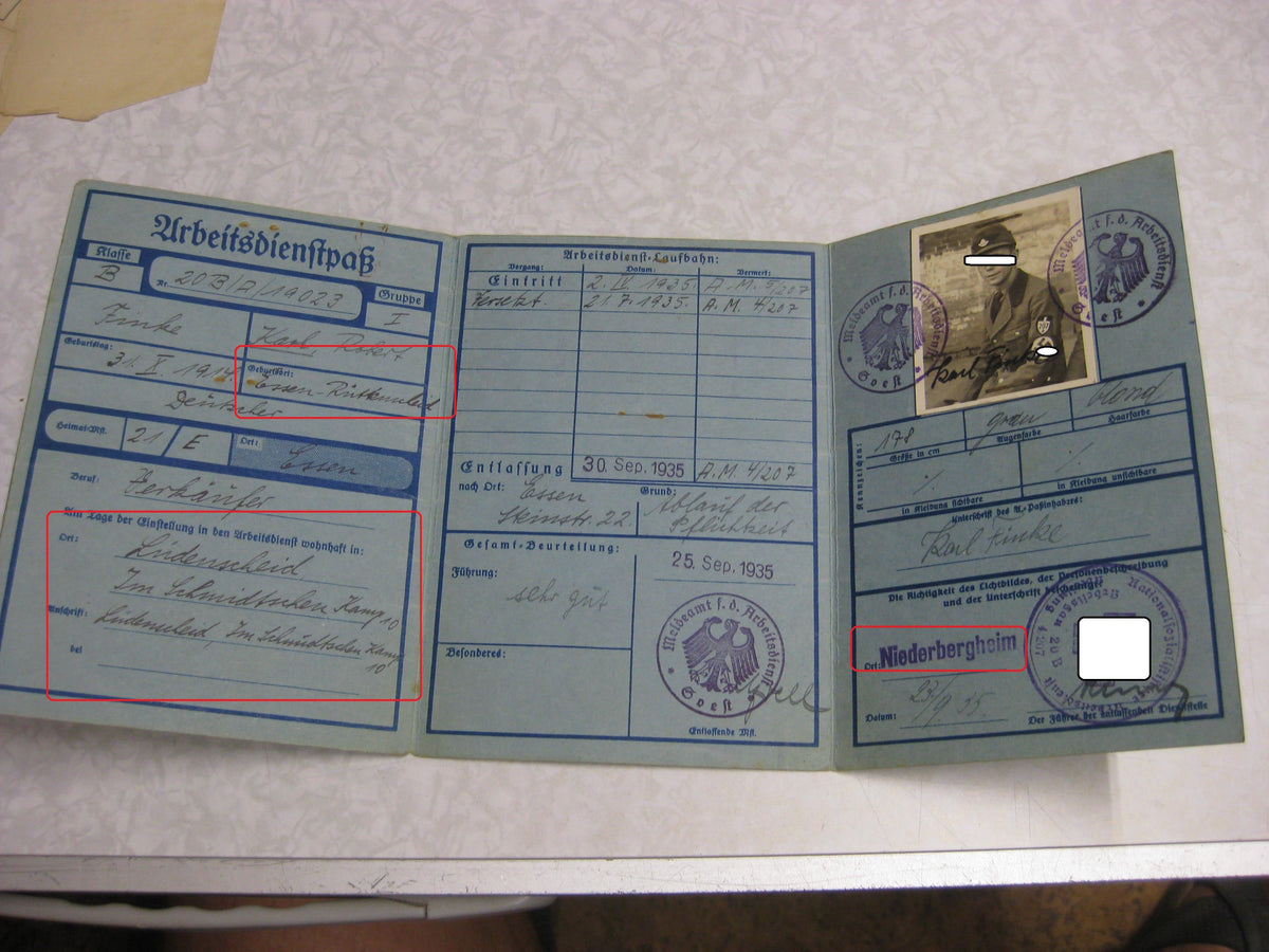 Besitzzeugnis Verleihungsurkunde Verwundetenabzeichen Silber Wehrmacht Arbeitsdienstpass RAD / FAD