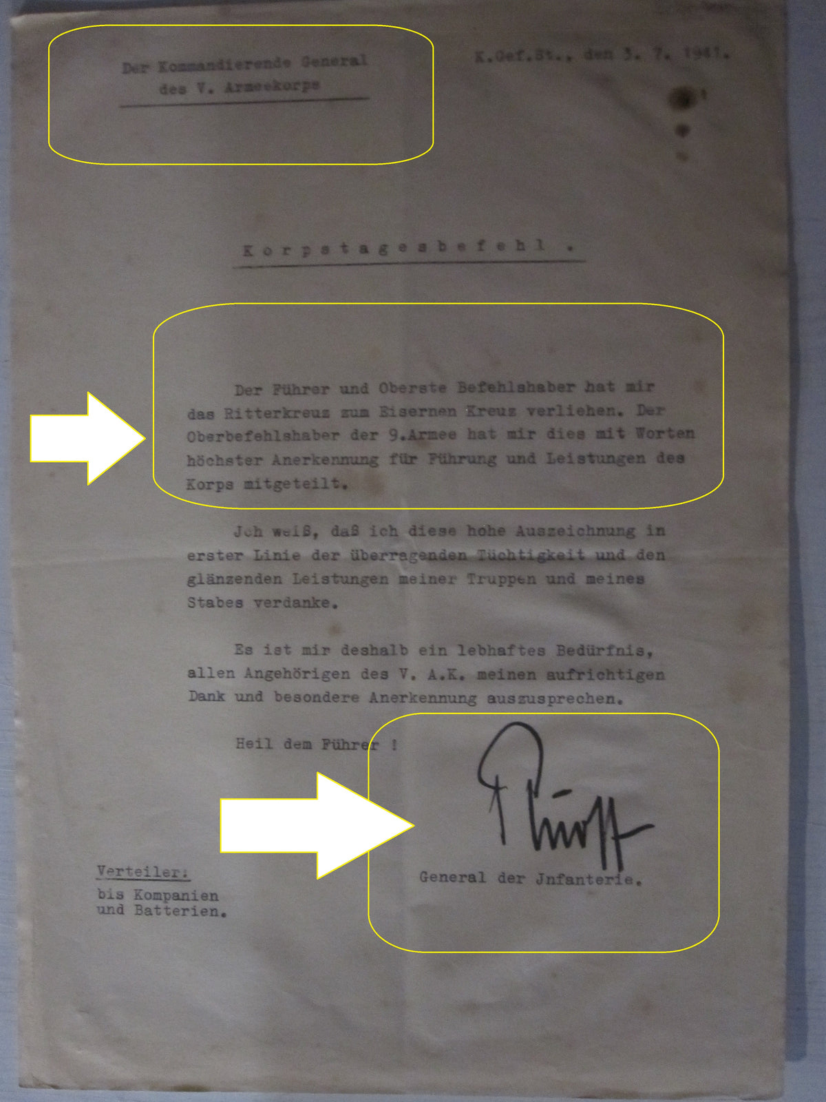 Uniformfoto General Ordensverleihung Slowakei Ritterkreuz Urkunden EK