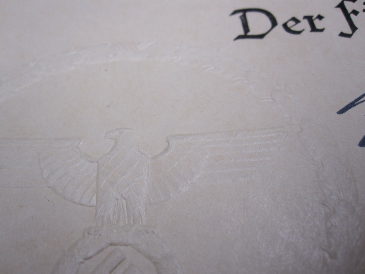 Verleihungsurkunde goldenes Treudienst-Ehrenzeichen Hamburg