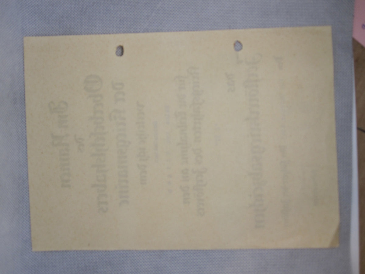 Besitzzeugnis zum Zerstörerkriegsabzeichen &quot;Z37&quot;