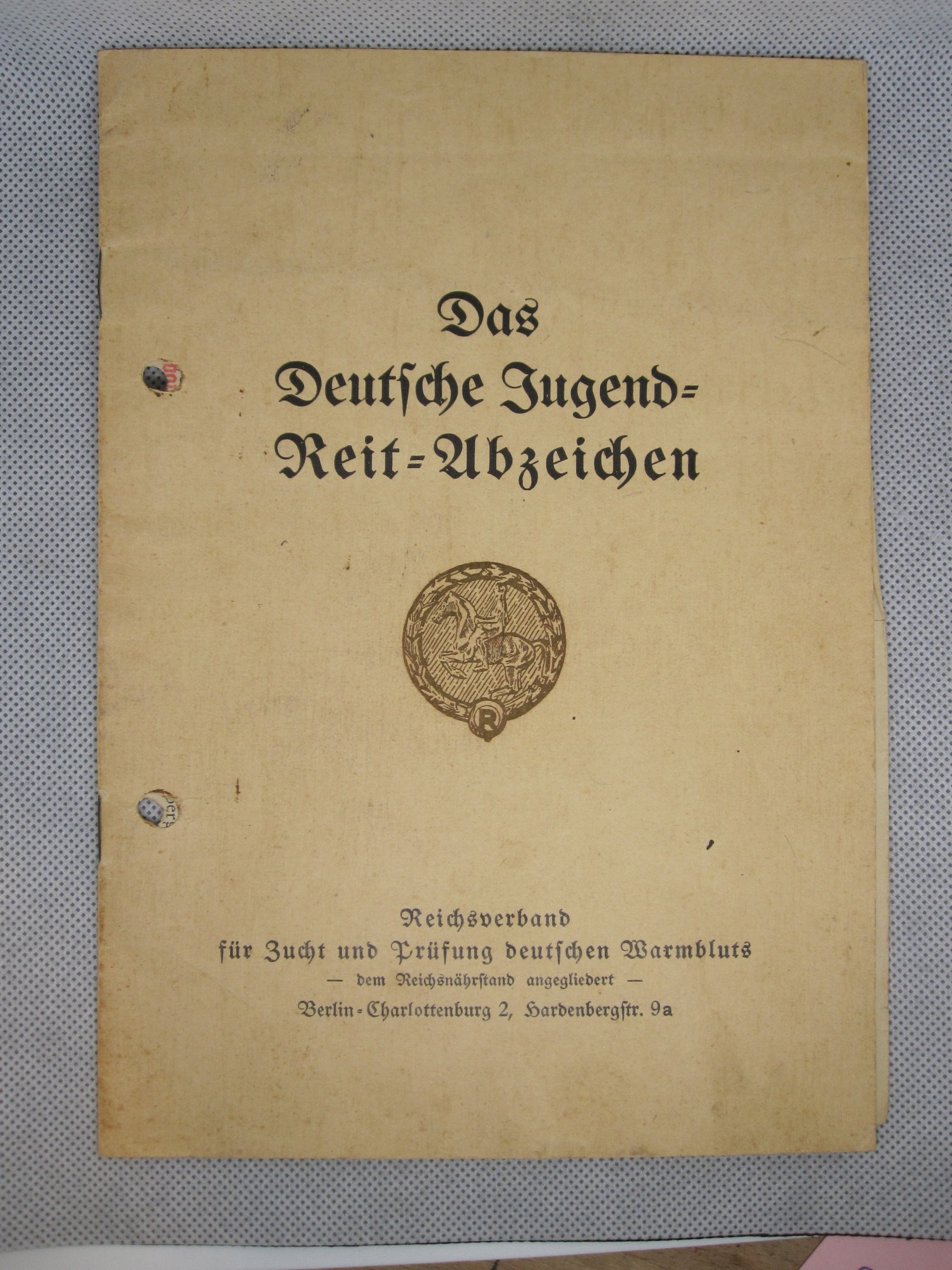 Urkundenheft zum Deutschen Jugend Reit Abzeichen 1933 - 1945 & SA - Reitersturm