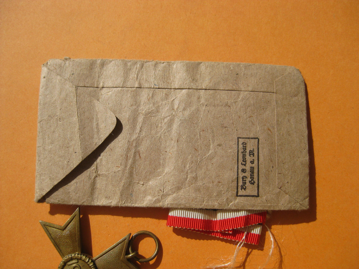 Kriegsverdienstkreuz 2.Klasse OHNE Schwertern KVK2/39 in Verleihungstüte Bury &amp; Leonard Hanau