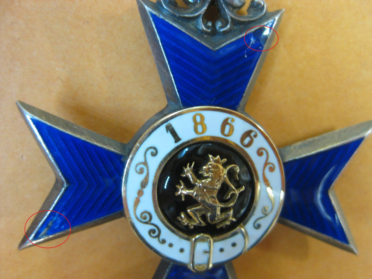 Bayern Militärverdienstkreuz des Militärverdienstordens 1.MODELL OHNE FLAMMEN !! 1866 - 1905 MVO MVK