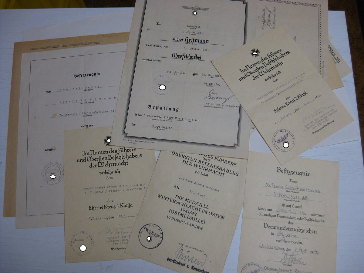 Besitzzeugnis Verleihungsurkunden Eisernes Kreuz Sturmabzeichen Ostmedaille etc etc !! Schlacht um Moskau !!