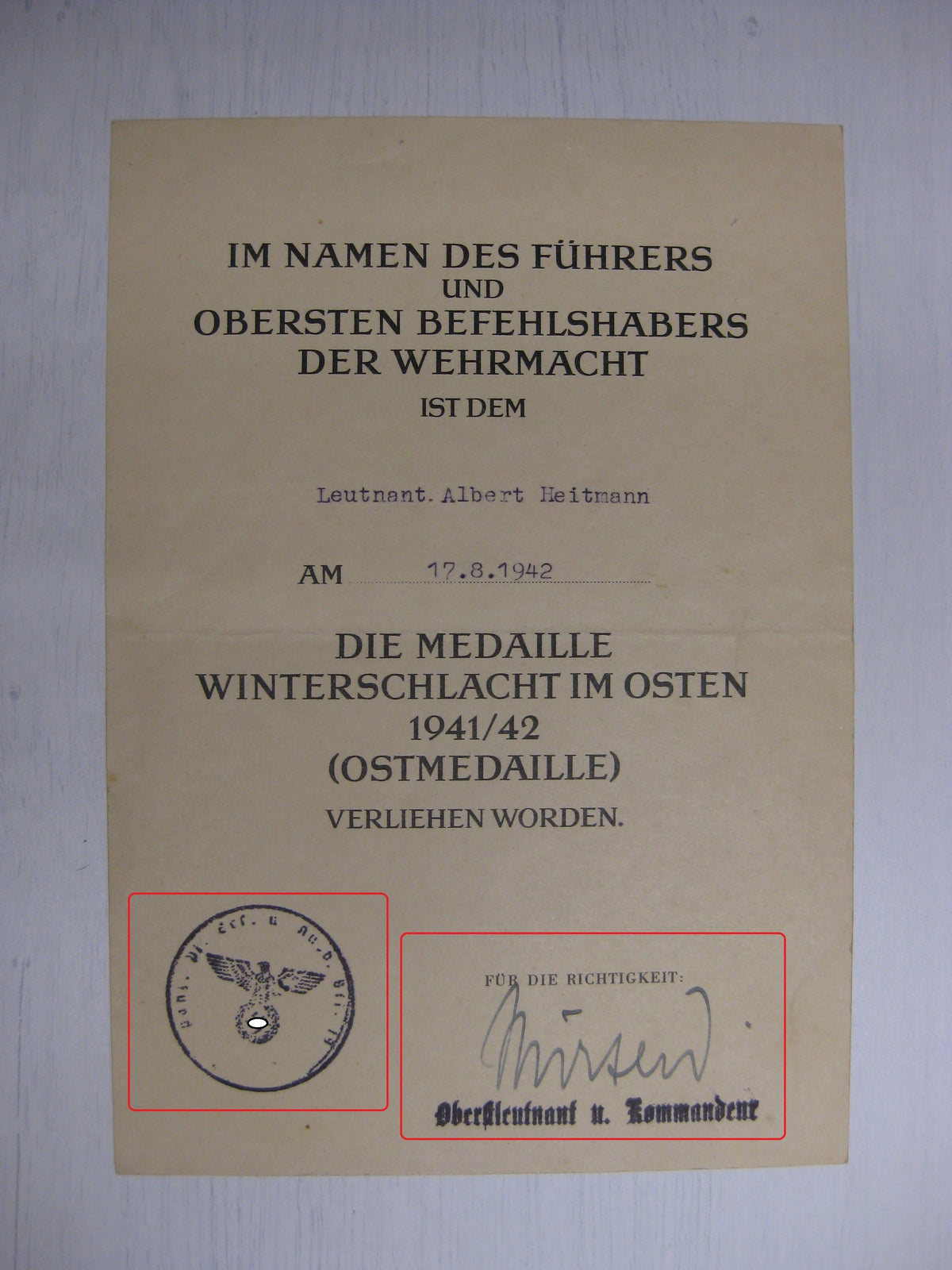 Besitzzeugnis Verleihungsurkunden Eisernes Kreuz Sturmabzeichen Ostmedaille etc etc !! Schlacht um Moskau !!