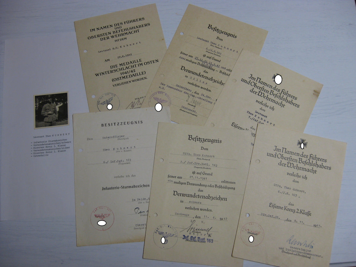 Besitzzeugnis Verleihungsurkunden Eisernes Kreuz Sturmabzeichen Ostmedaille etc etc !! Ostfront