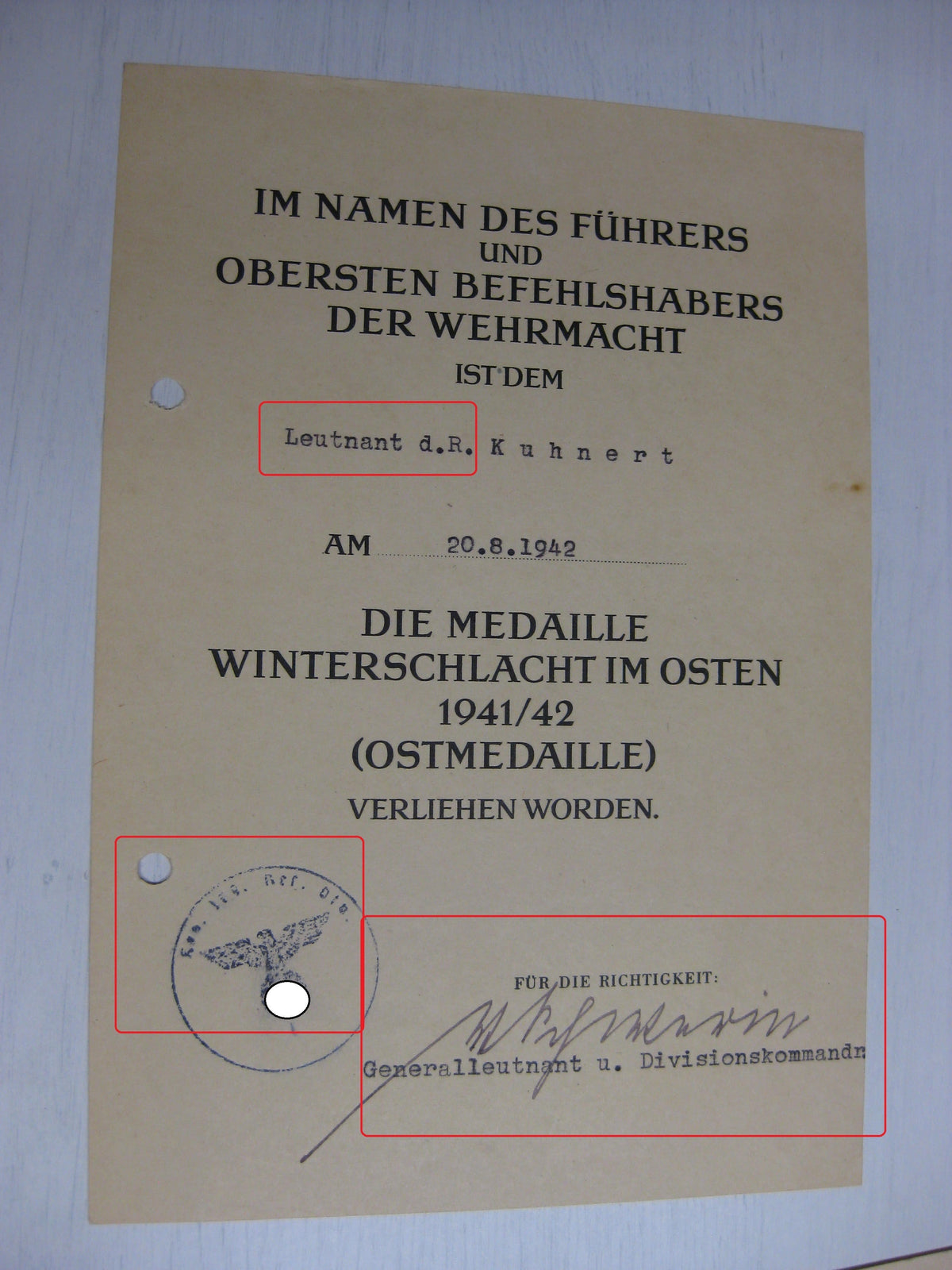 Besitzzeugnis Verleihungsurkunden Eisernes Kreuz Sturmabzeichen Ostmedaille etc etc !! Ostfront