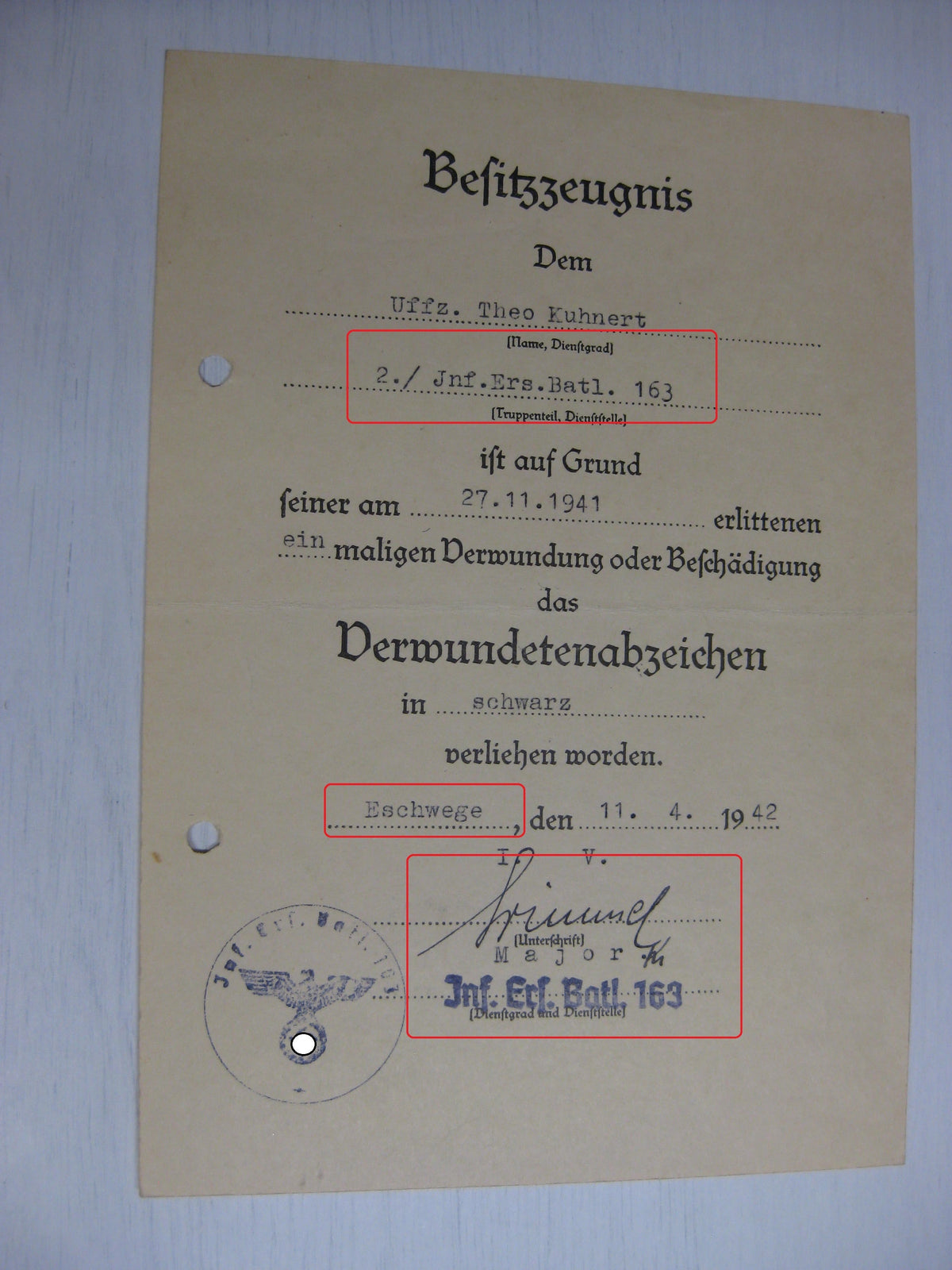 Besitzzeugnis Verleihungsurkunden Eisernes Kreuz Sturmabzeichen Ostmedaille etc etc !! Ostfront