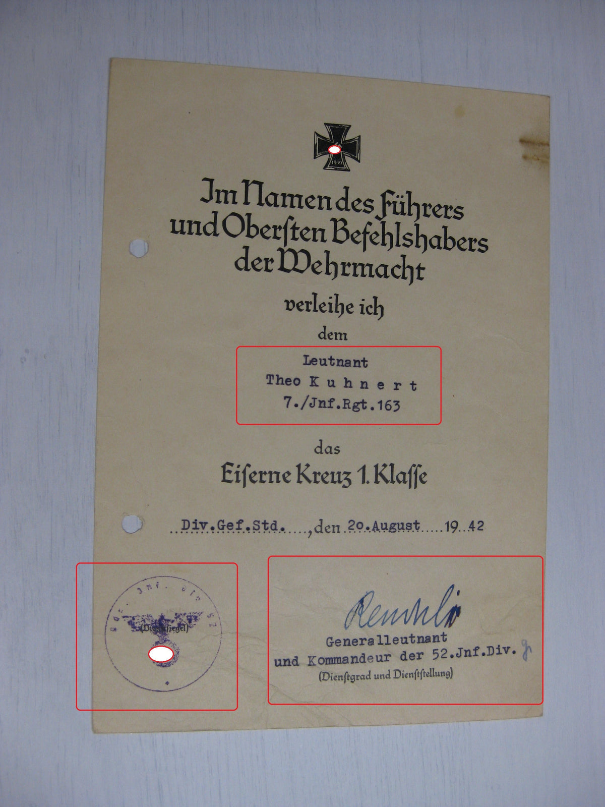 Besitzzeugnis Verleihungsurkunden Eisernes Kreuz Sturmabzeichen Ostmedaille etc etc !! Ostfront