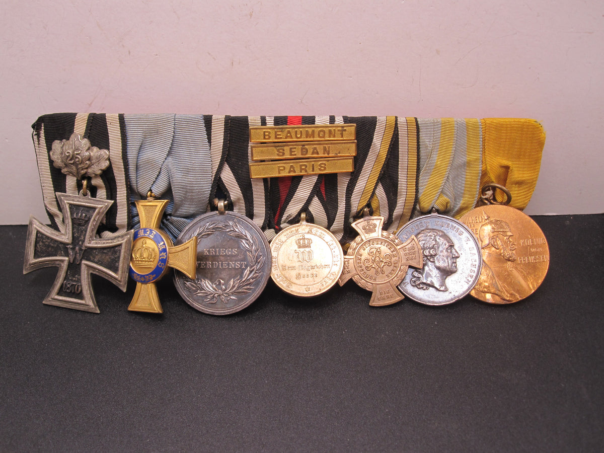 7er Ordensspange Eisernes Kreuz 1870 silberne Militär St. Heinrichs Orden Medaille Sachsen deutsch-französischer Krieg 1870/71 &amp; Krieg von 1866 !!!!!