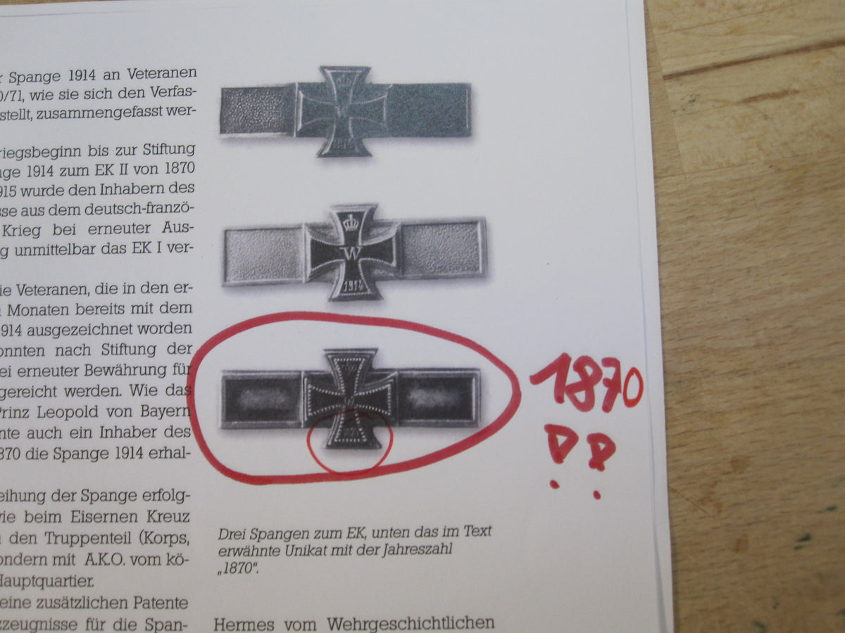 Wiederholungsspange zum Eisernes Kreuz von 1870 in SONDERAUSFÜHRUNG !!