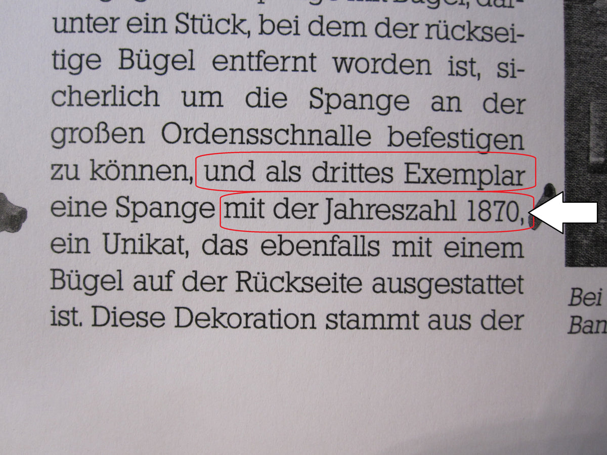 Wiederholungsspange zum Eisernes Kreuz von 1870 in SONDERAUSFÜHRUNG !!