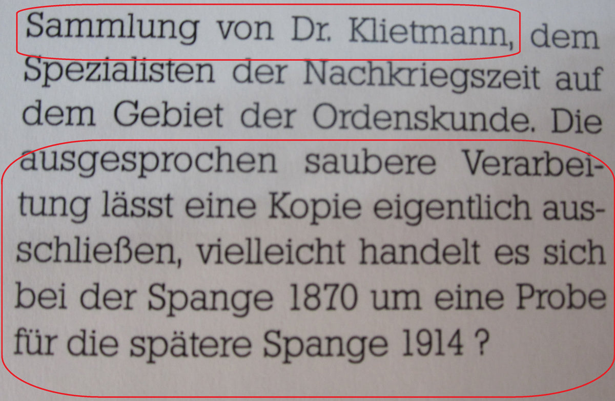 Wiederholungsspange zum Eisernes Kreuz von 1870 in SONDERAUSFÜHRUNG !!