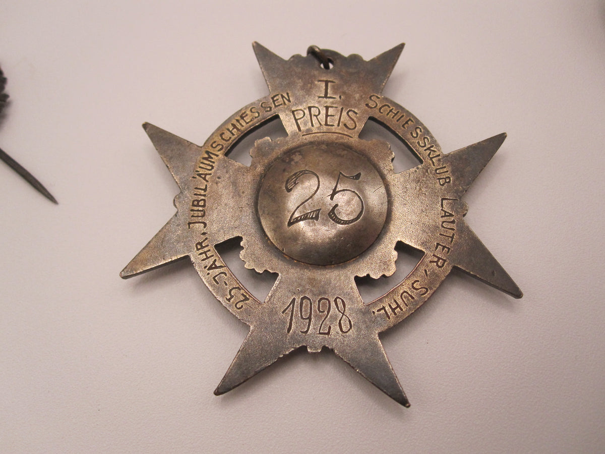 Alte Jagdabzeichen jagdliche Schützenorden Schützenmedaille Suhl Thüringen 1928