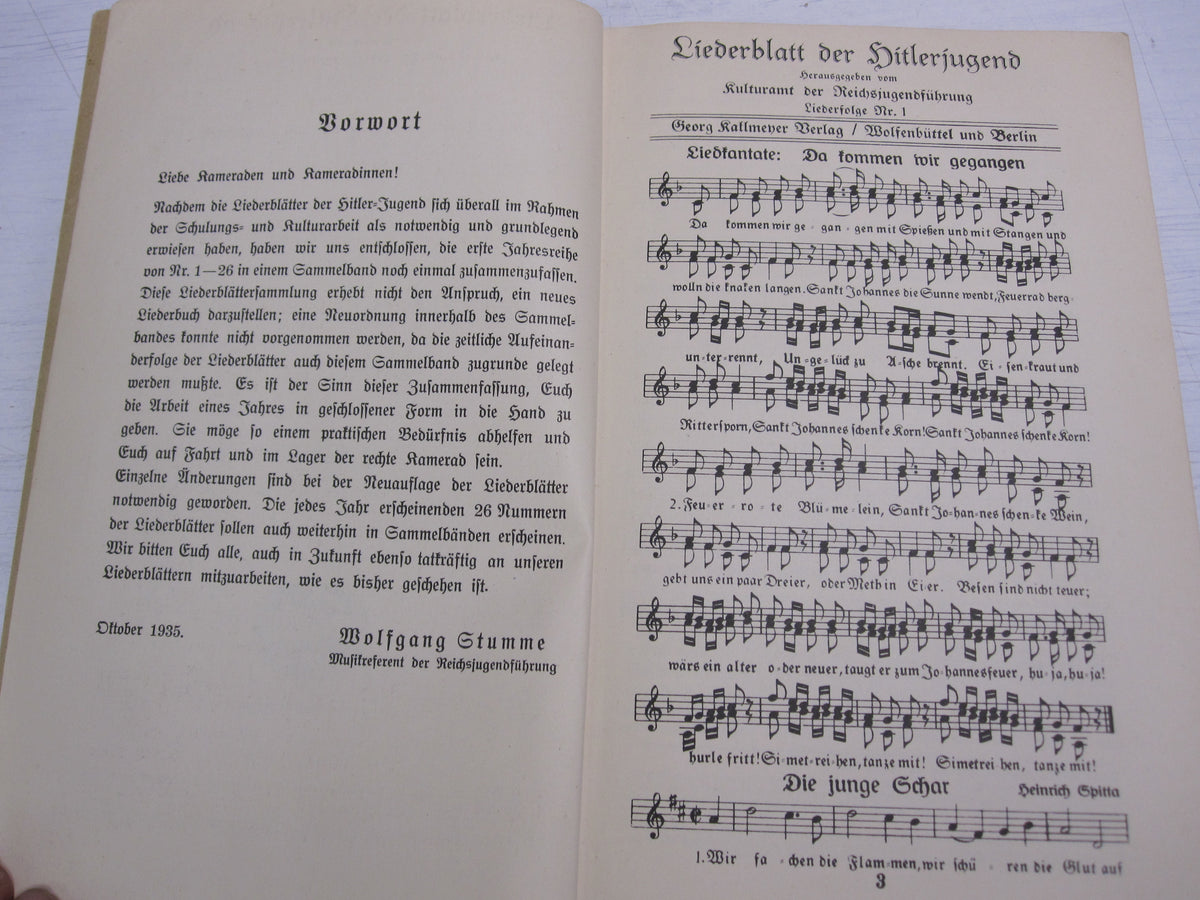 Buch Liederblatt der Hitlerjugend HJ