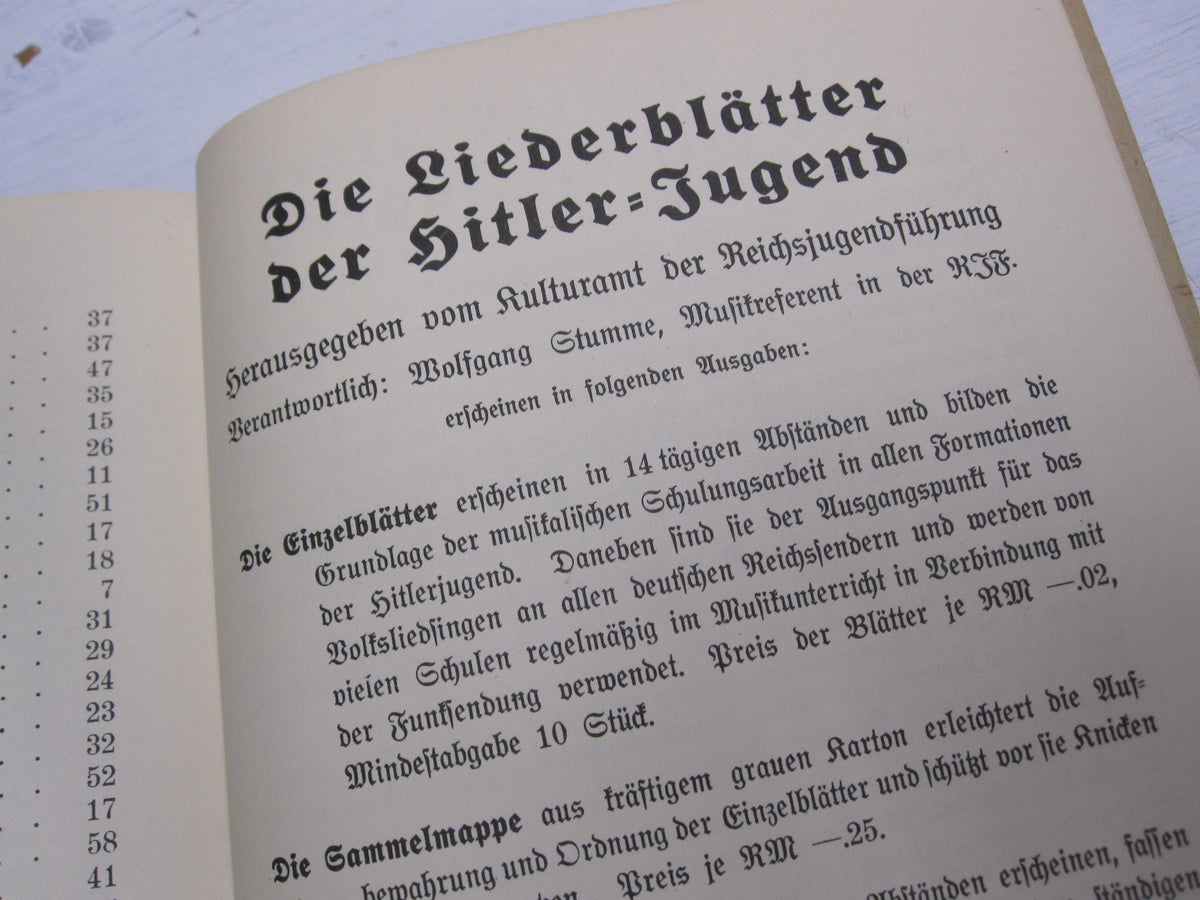 Buch Liederblatt der Hitlerjugend HJ