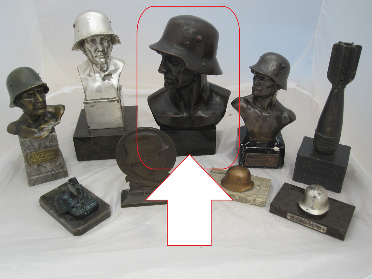 Originale, alte GROßE  Soldatenbüste Wehrmachtssoldat mit Stahlhelm Büste Erinnerungsstück