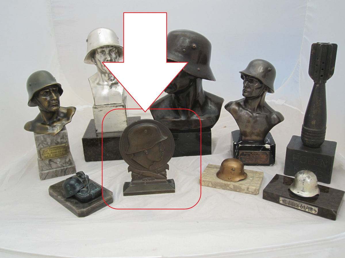 MÜNCHEN Erinnerungsstück Soldatenkopf Soldat mit Stahlhelm 1914 - 1918 AUGSBURG