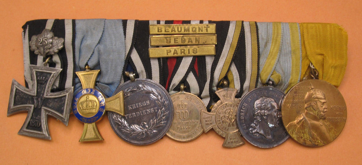 7er Ordensspange Eisernes Kreuz 1870 silberne Militär St. Heinrichs Orden Medaille Sachsen deutsch-französischer Krieg 1870/71 &amp; Krieg von 1866 !!!!!