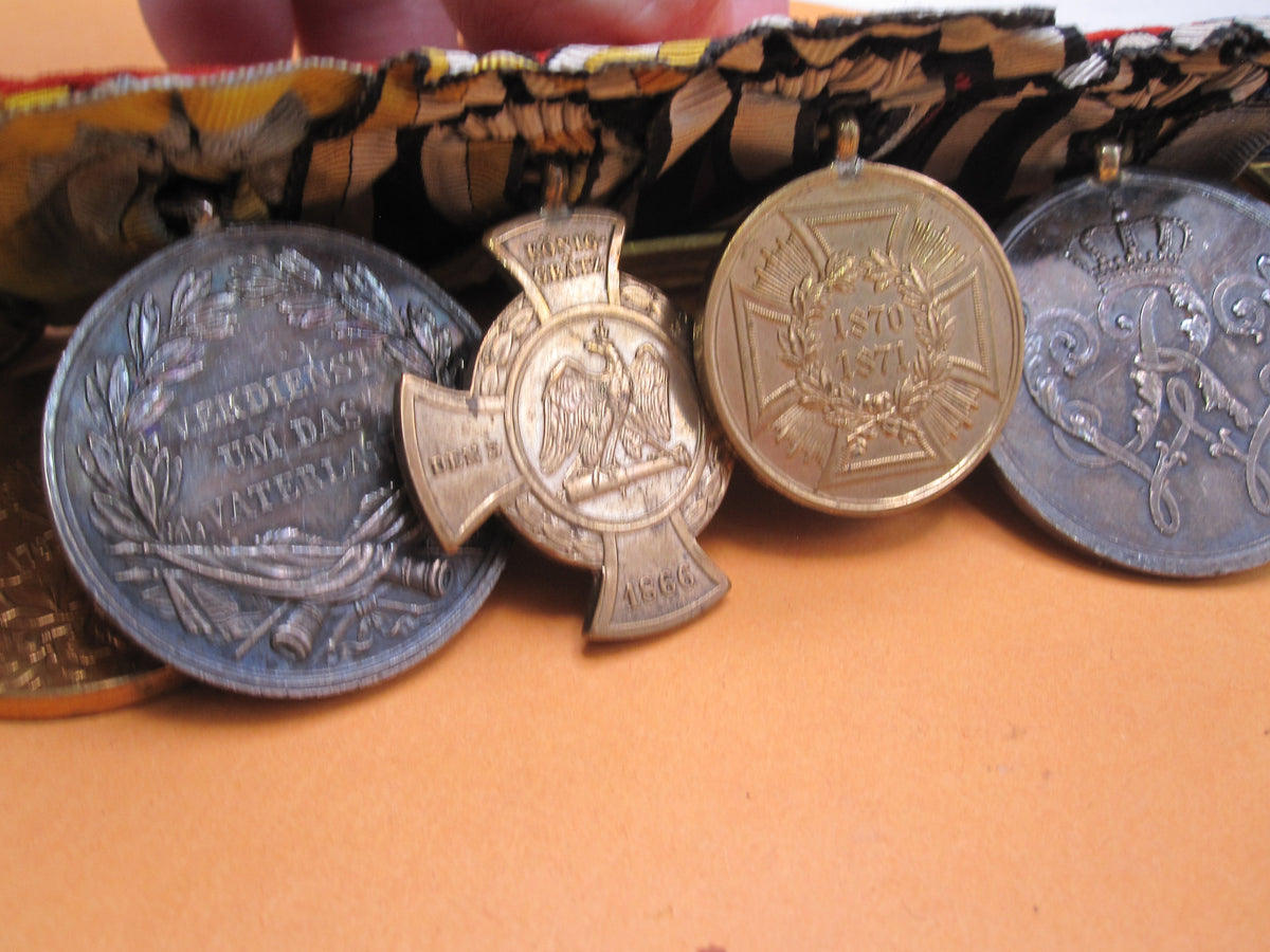 7er Ordensspange Eisernes Kreuz 1870 silberne Militär St. Heinrichs Orden Medaille Sachsen deutsch-französischer Krieg 1870/71 &amp; Krieg von 1866 !!!!!