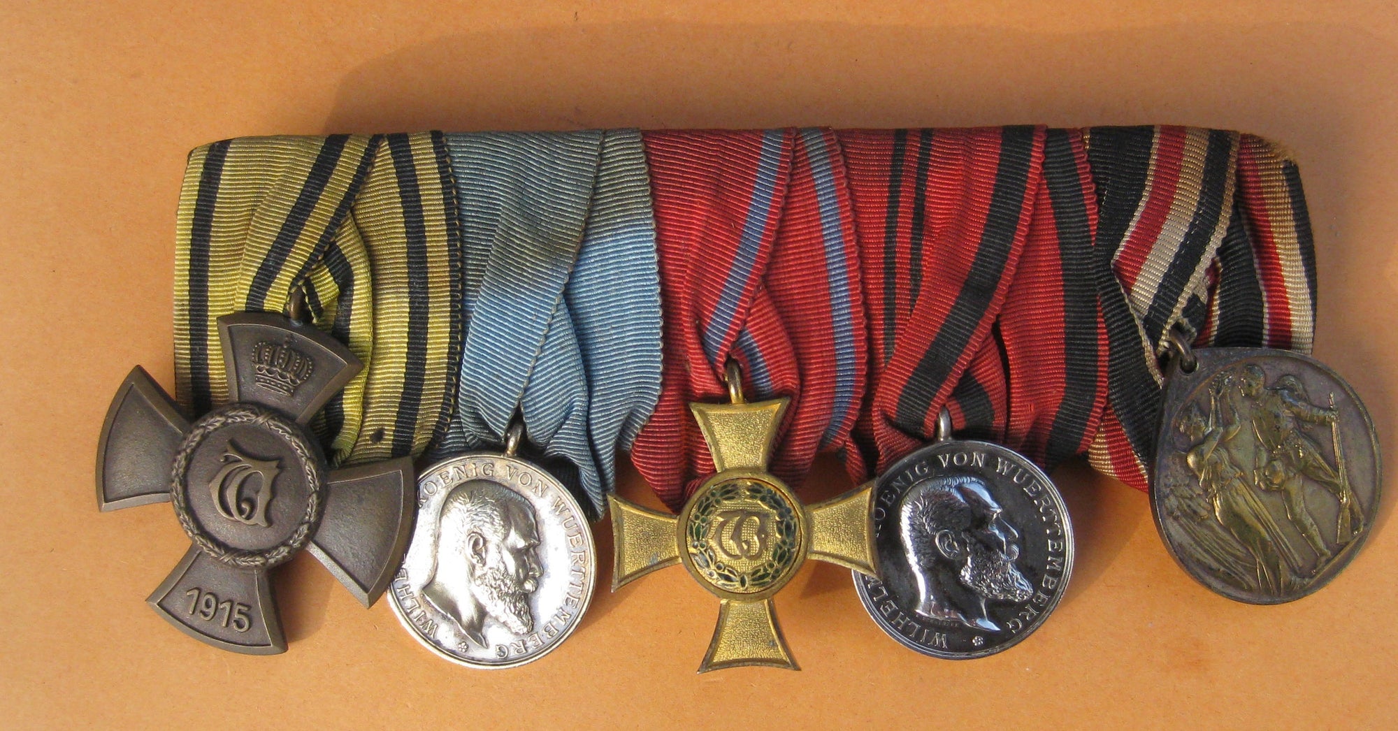 H.W.        5er Ordensspange Ordensschnalle Eisernes Kreuz (EK2/14)  Württemberg