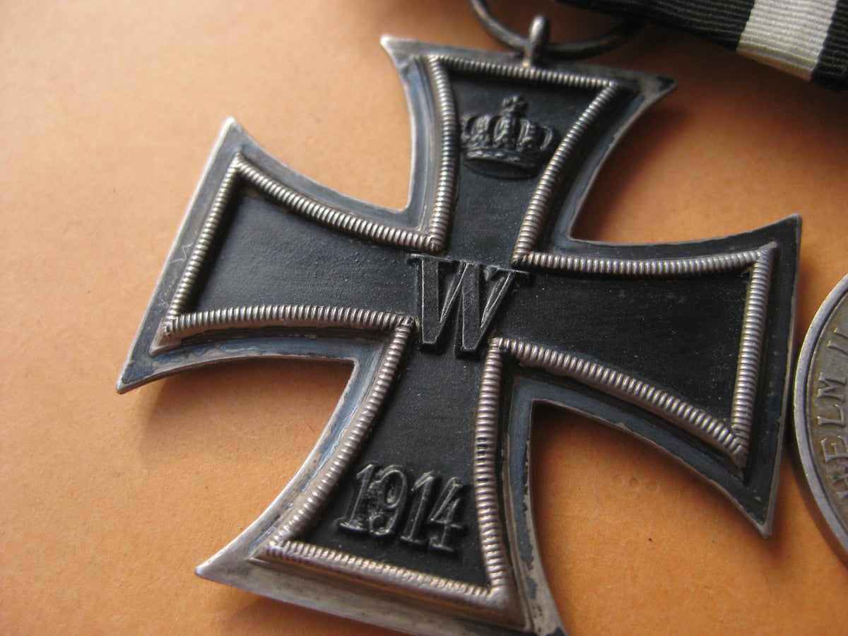 H.W.        2er Ordensspange Ordensschnalle Eisernes Kreuz (EK2/14) Tapferkeitsmedaille Württemberg