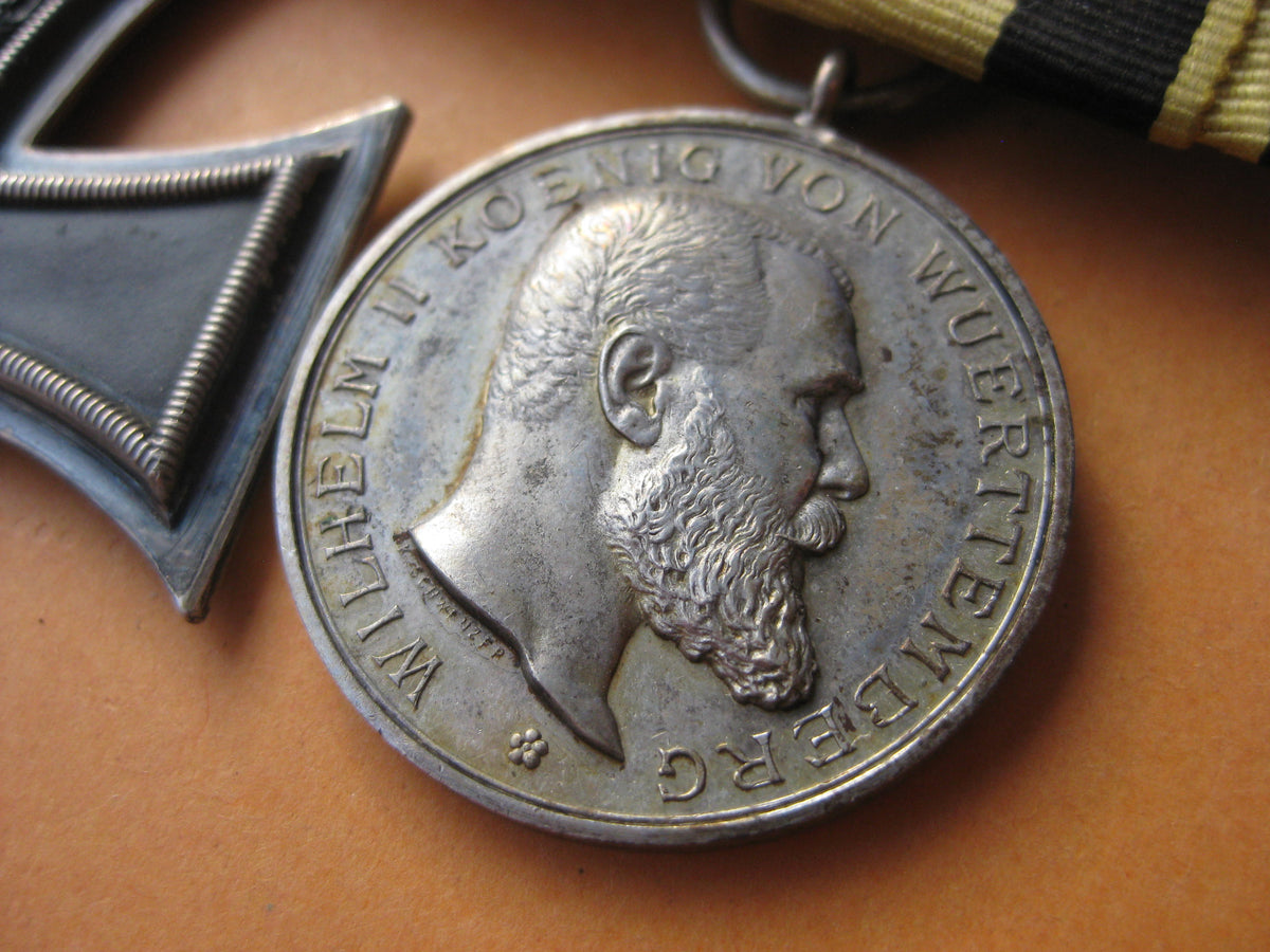 H.W.        2er Ordensspange Ordensschnalle Eisernes Kreuz (EK2/14) Tapferkeitsmedaille Württemberg
