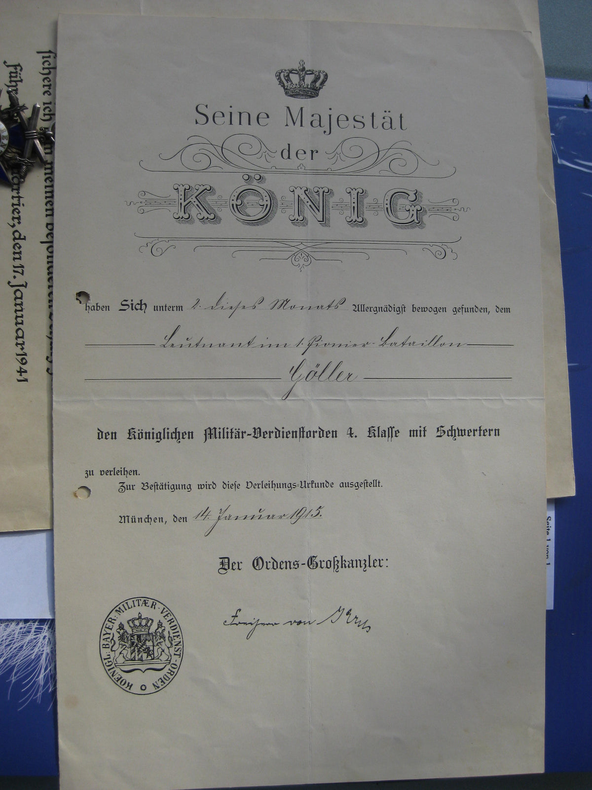 Dokument eines späteren Ritterkreuzträger der Wehrmacht Demjansk
