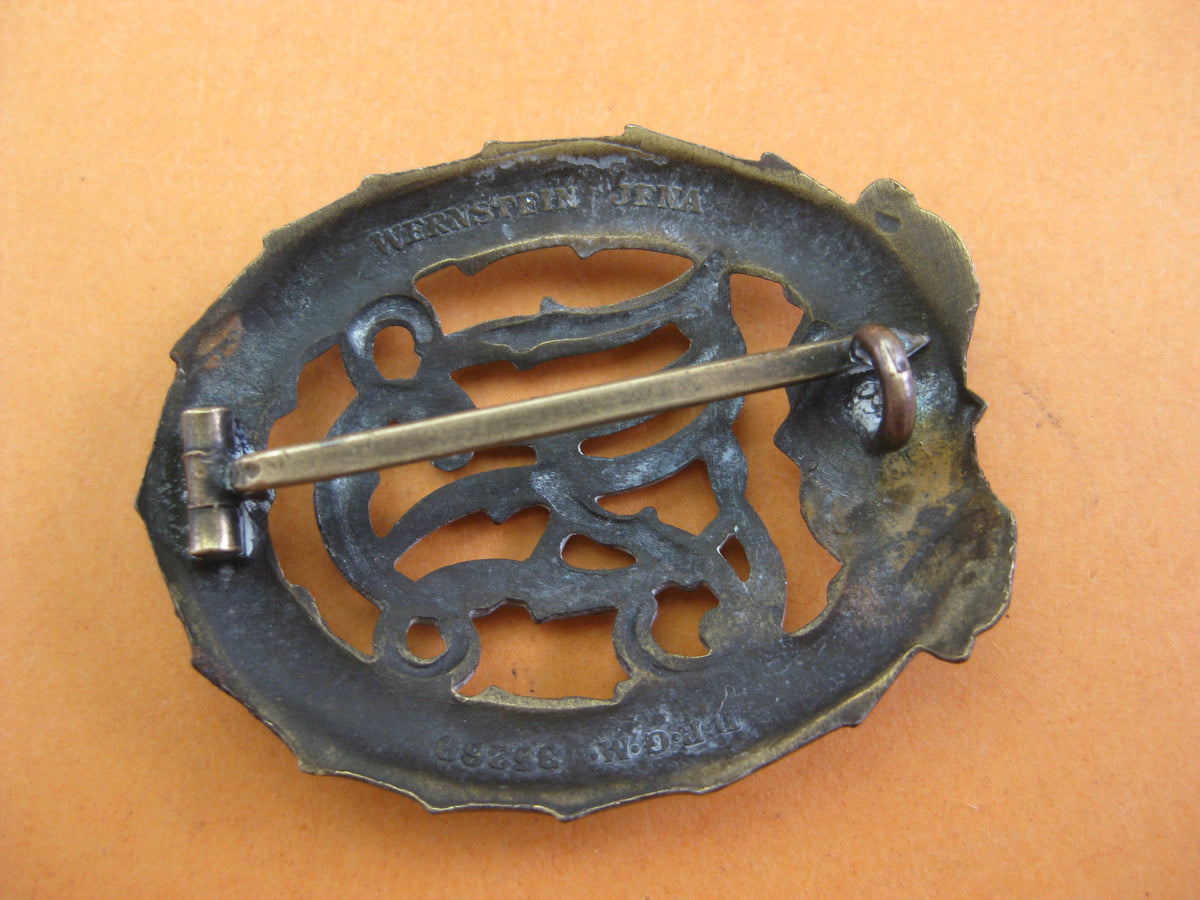 DRL Sportabzeichen in Bronze mit Hersteller Wernstein Jena Orden 3.Reich Abzeichen Wehrmacht