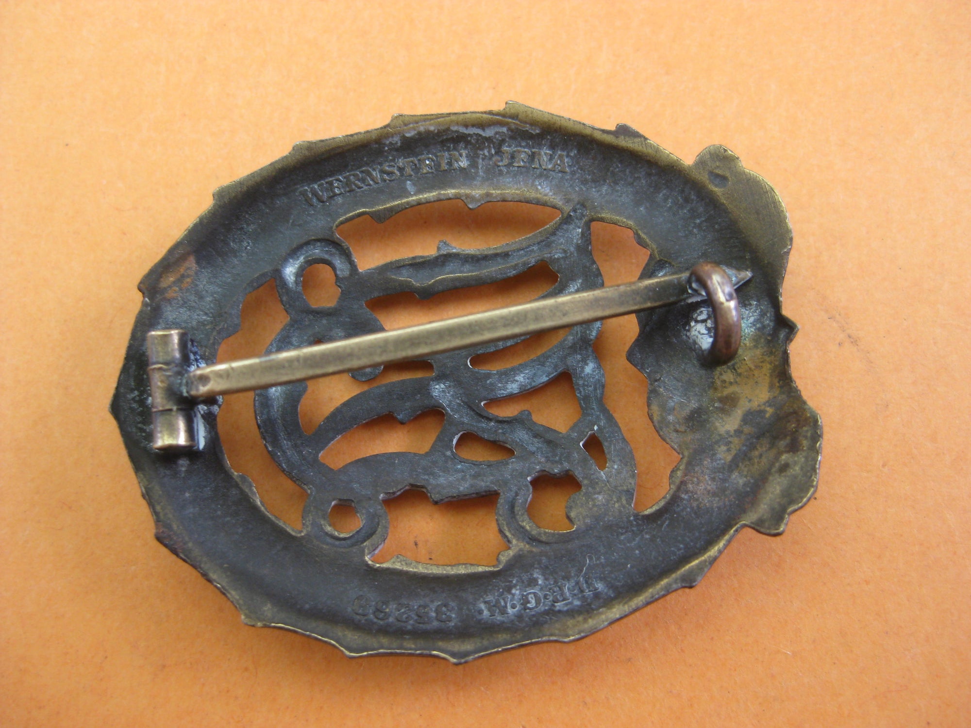 DRL Sportabzeichen in Bronze mit Hersteller Wernstein Jena Orden 3.Reich Abzeichen Wehrmacht