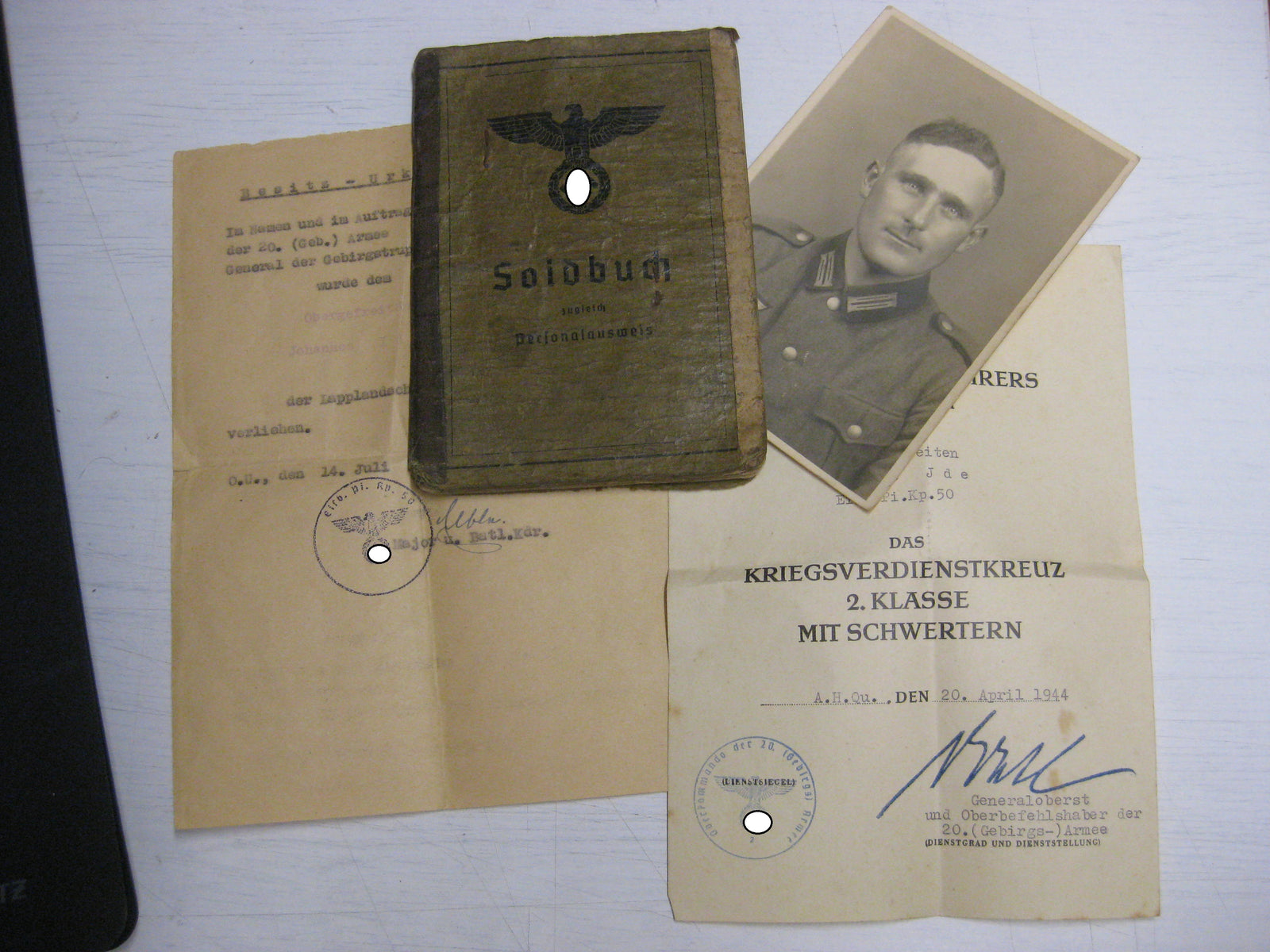 Soldbuch & Besitzzeugnisse eines Lapplandkämpfers Eisenbahnpionier