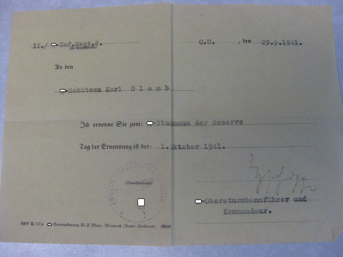 Waffen-SS Wehrpass SS Division TOTENKOPF