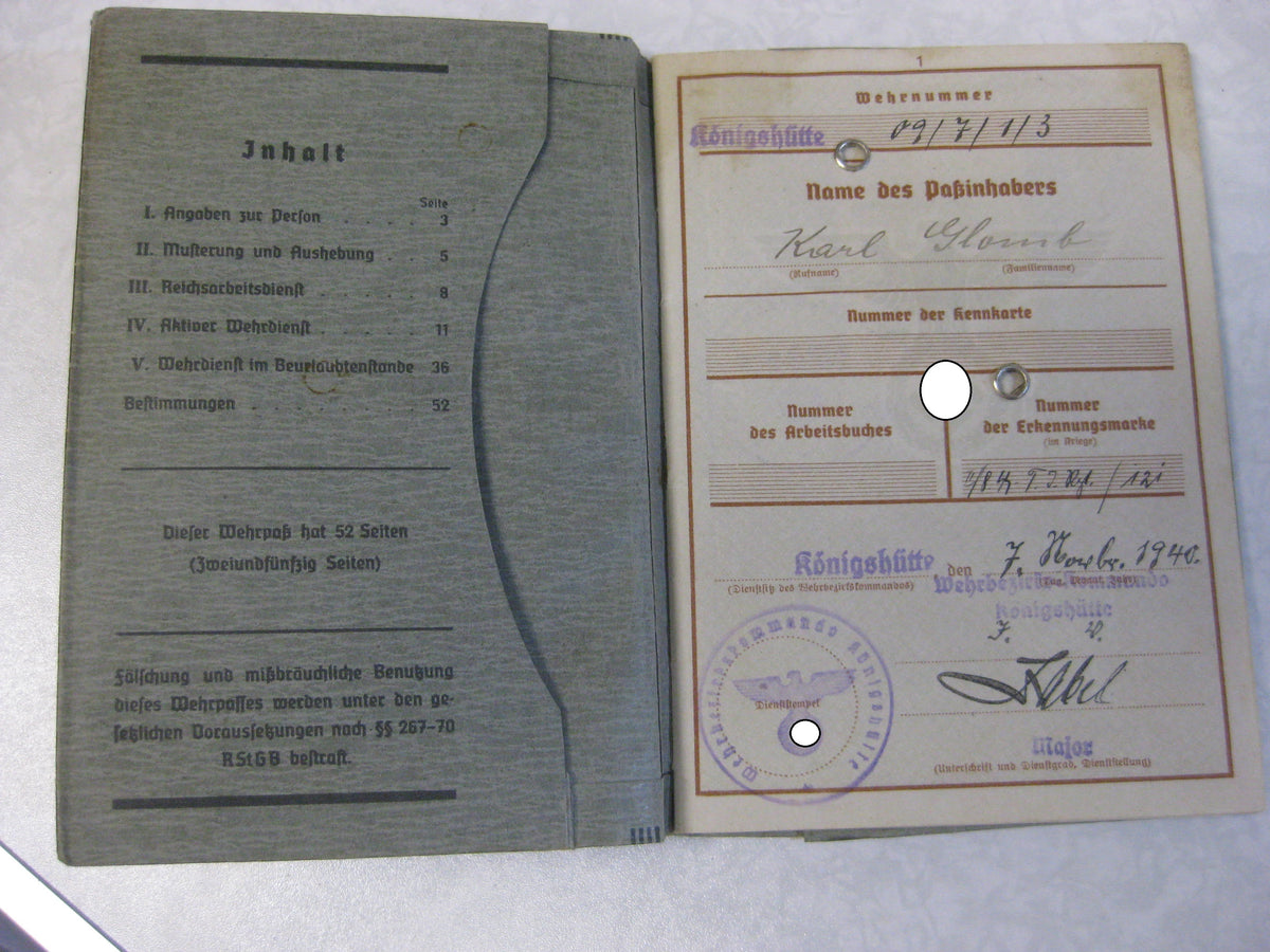 Waffen-SS Wehrpass SS Division TOTENKOPF