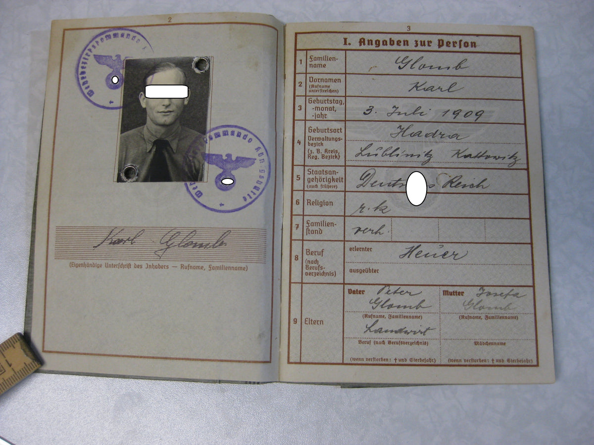 Waffen-SS Wehrpass SS Division TOTENKOPF