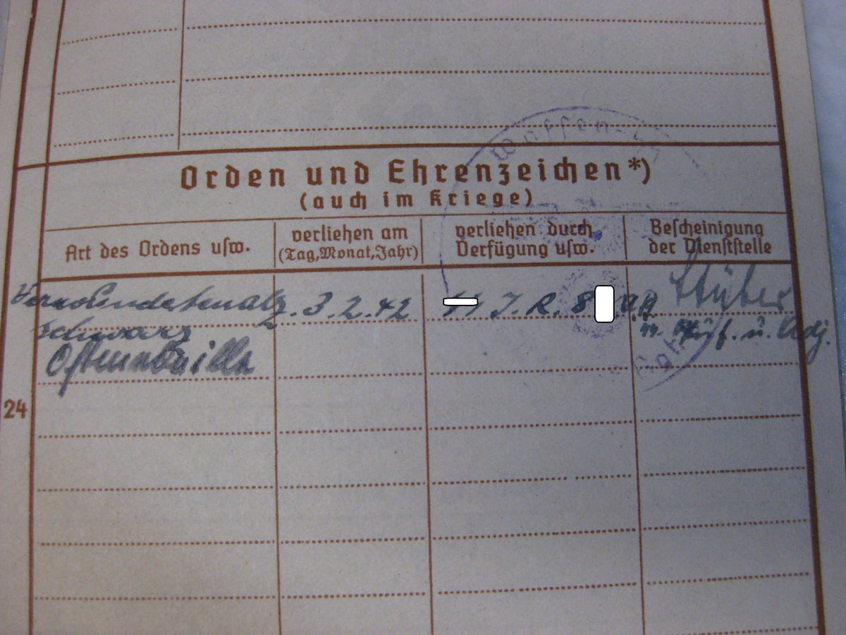 Waffen-SS Wehrpass SS Division TOTENKOPF