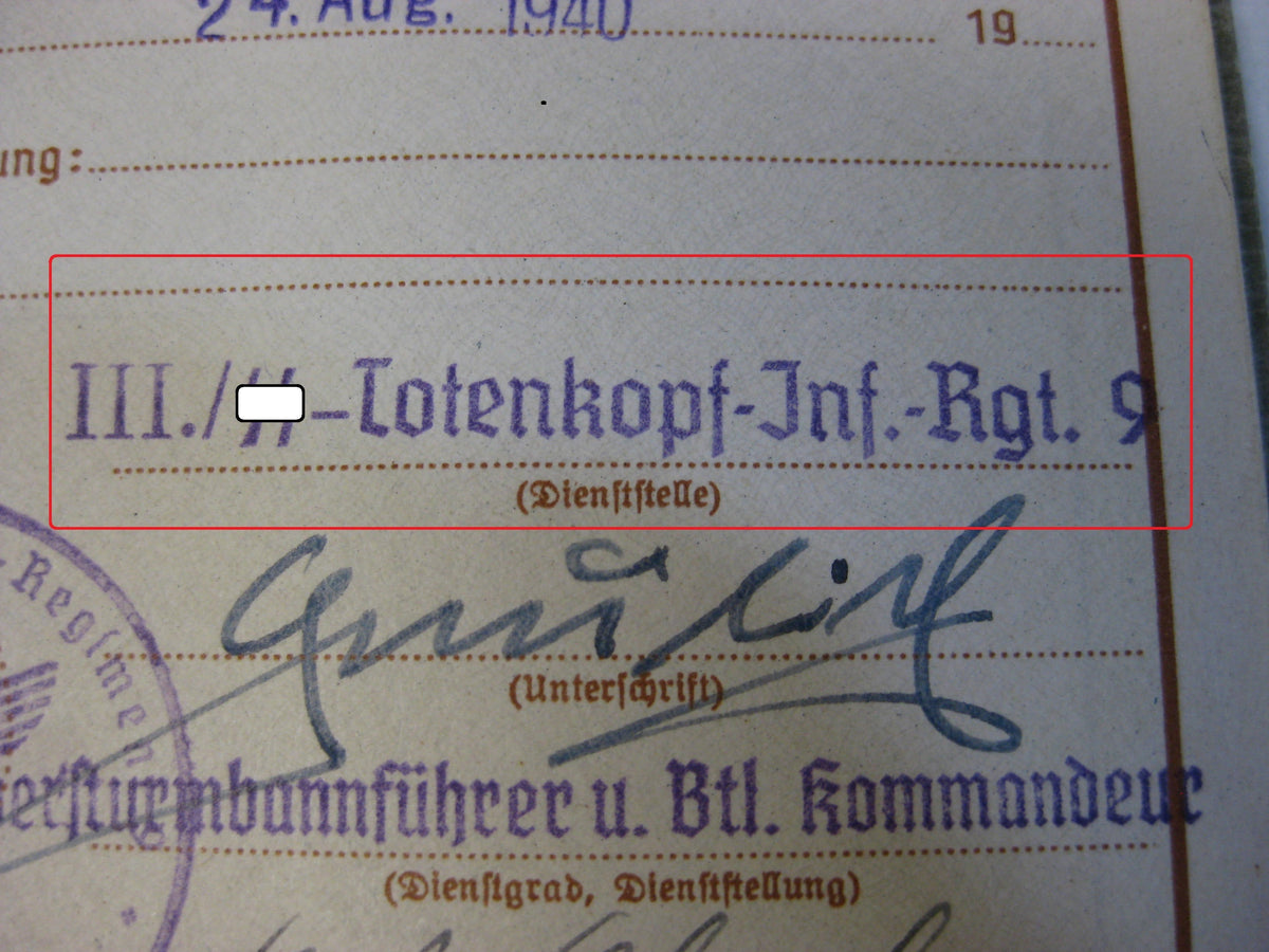 Waffen-SS Wehrpass SS Division TOTENKOPF