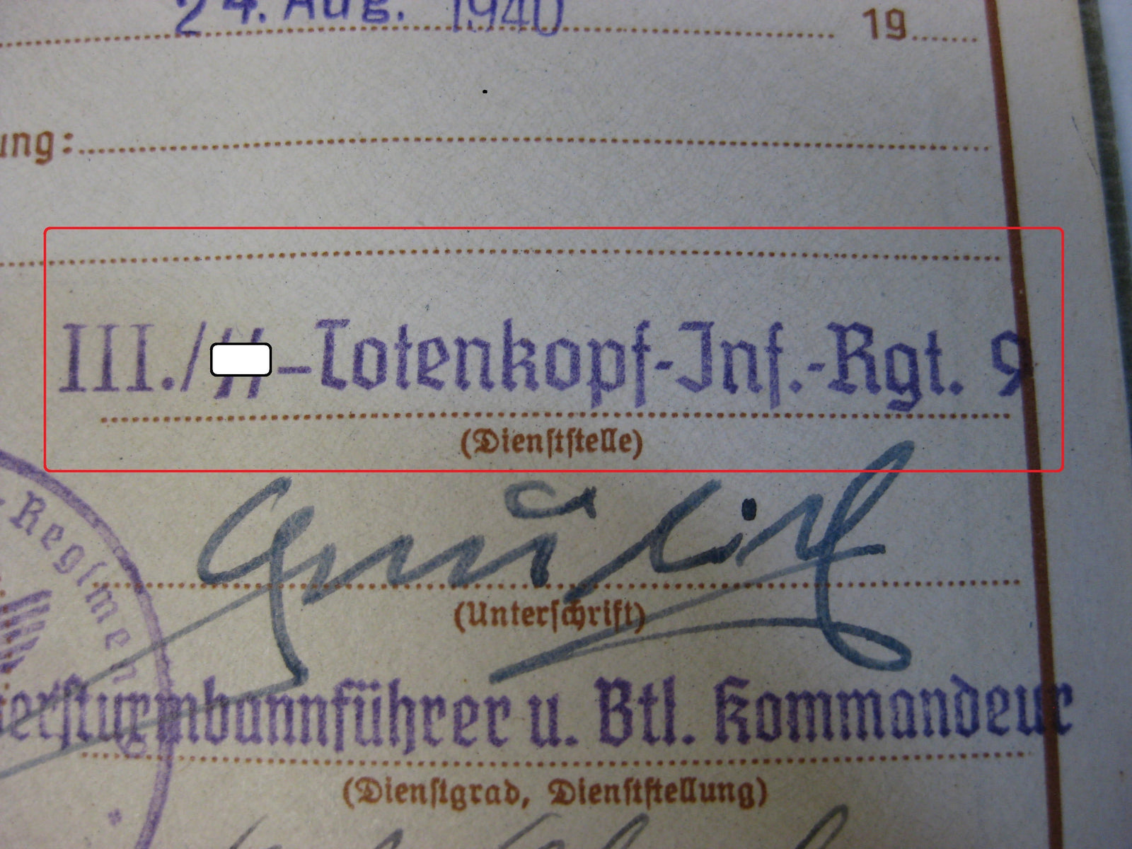 Waffen-SS Wehrpass SS Division TOTENKOPF