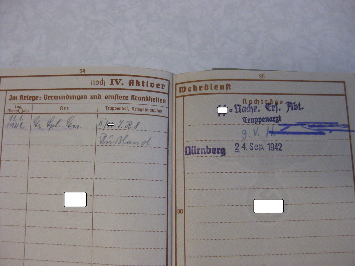 Waffen-SS Wehrpass SS Division TOTENKOPF