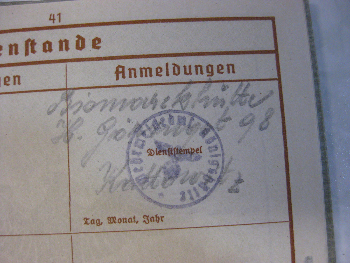 Waffen-SS Wehrpass SS Division TOTENKOPF