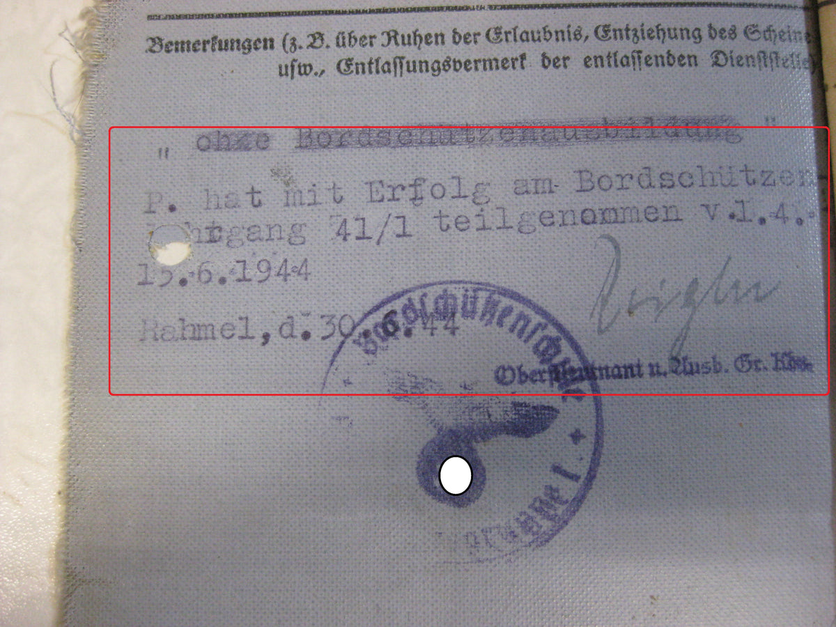 H.W. Luftwaffen Bordmechanikerschein Flieger