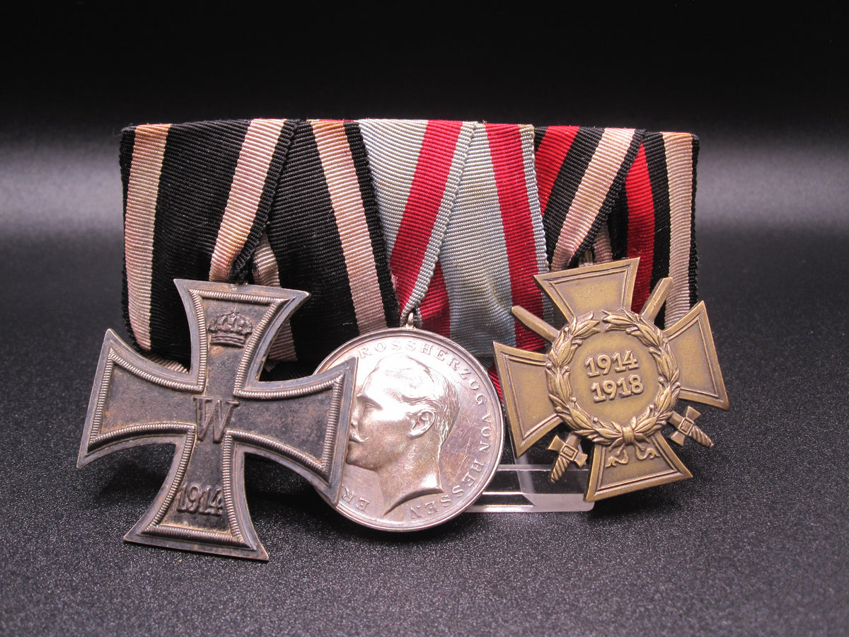 3er Ordensspange Eisernes Kreuz 1914 (EK2/14)  hessische Tapferkeitsmedaille Hessen in SILBER  Frontkämpfer Ehrenkreuz Kaiserreich