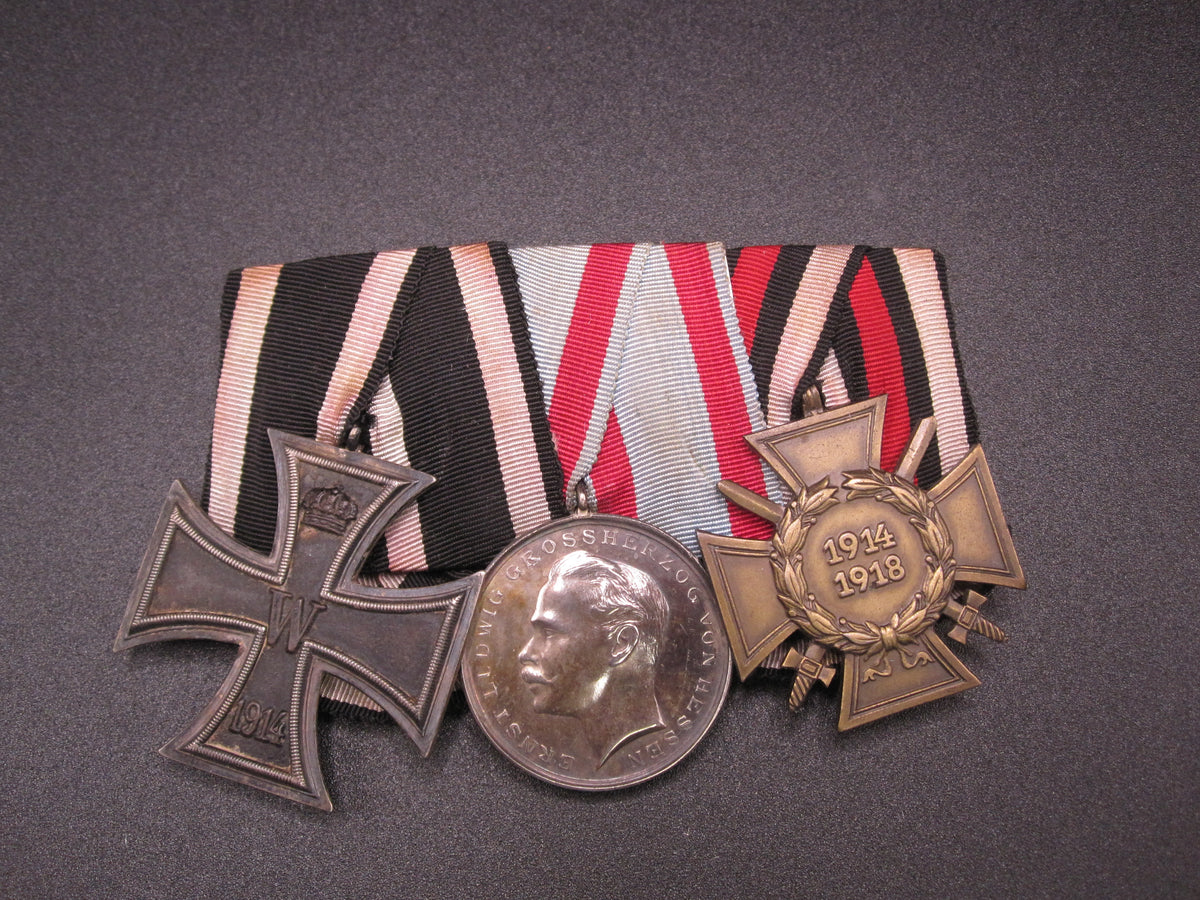 3er Ordensspange Eisernes Kreuz 1914 (EK2/14)  hessische Tapferkeitsmedaille Hessen in SILBER  Frontkämpfer Ehrenkreuz Kaiserreich