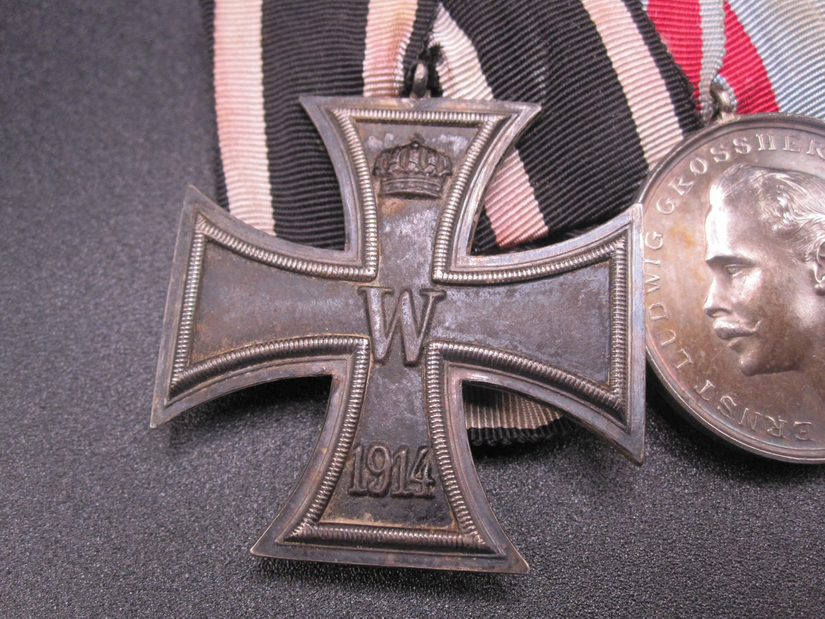 3er Ordensspange Eisernes Kreuz 1914 (EK2/14)  hessische Tapferkeitsmedaille Hessen in SILBER  Frontkämpfer Ehrenkreuz Kaiserreich