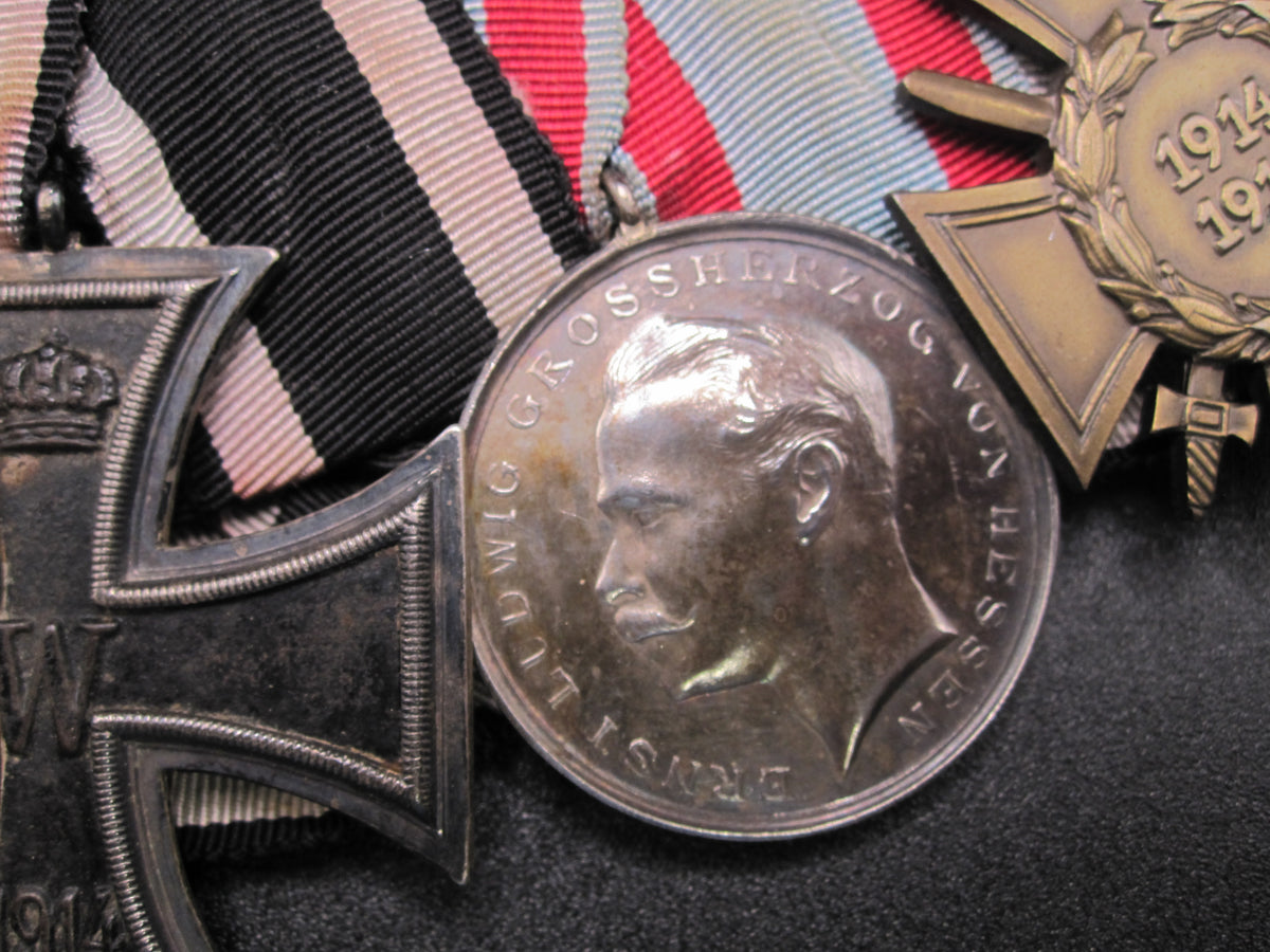 3er Ordensspange Eisernes Kreuz 1914 (EK2/14)  hessische Tapferkeitsmedaille Hessen in SILBER  Frontkämpfer Ehrenkreuz Kaiserreich