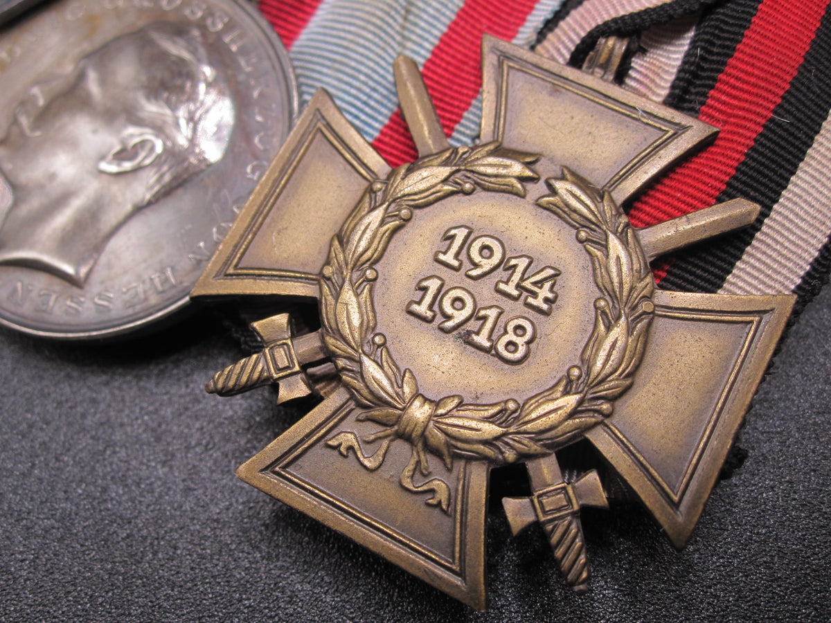 3er Ordensspange Eisernes Kreuz 1914 (EK2/14)  hessische Tapferkeitsmedaille Hessen in SILBER  Frontkämpfer Ehrenkreuz Kaiserreich