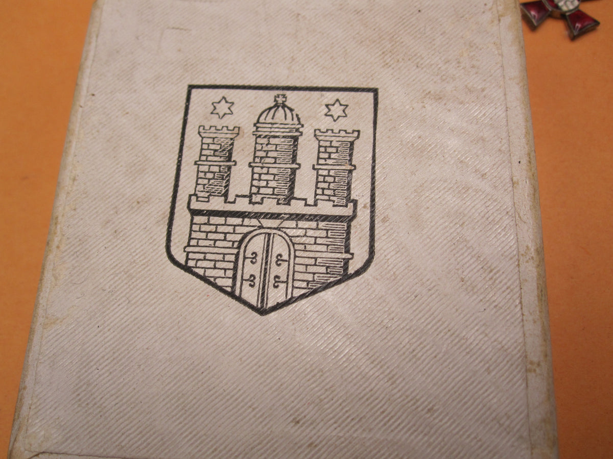 Original Orden Hamburger Hanseatenkreuz mit Miniatur &amp; Verleihungsschachtel